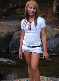 Pretty Ladyboy Posing On Outdoor Place
